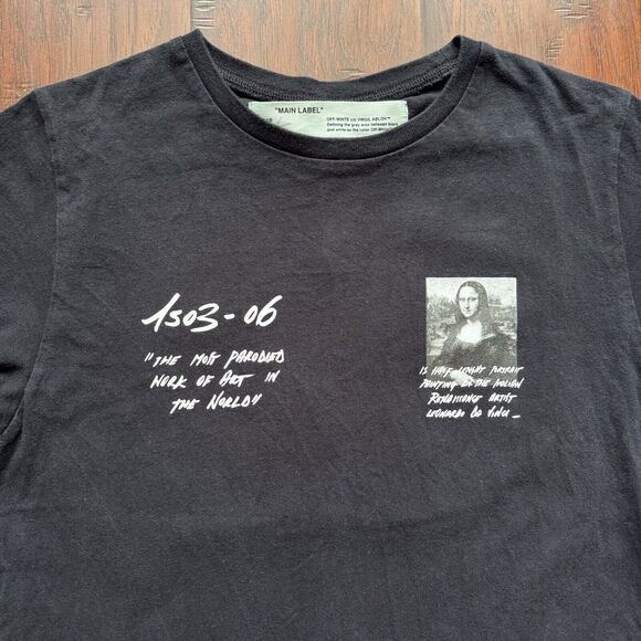 Off-White Virgil Abloh Mona Lisa Graphic Print T-shirt Men’s Size S Black Preown - Picture 3 of 16